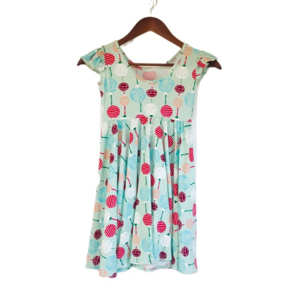DOT DOT SMILE Girls Christmas Holiday Print Empire Dress Size‎ 7 Mint Green New - Picture 2 of 7